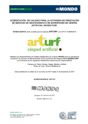 acreditacion de mantenimiento cesped artificial